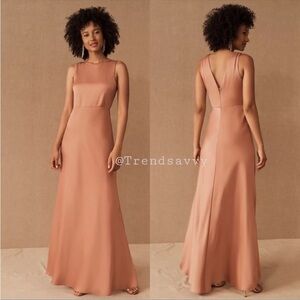 ANTHROPOLOGIE BHLDN Beckett Satin Bridesmaid Maxi Dress Sunset Plus Size 14 NWT